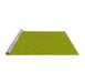 Sideview of Machine Washable Transitional Neon Yellow Green Rug, wshpat569yw