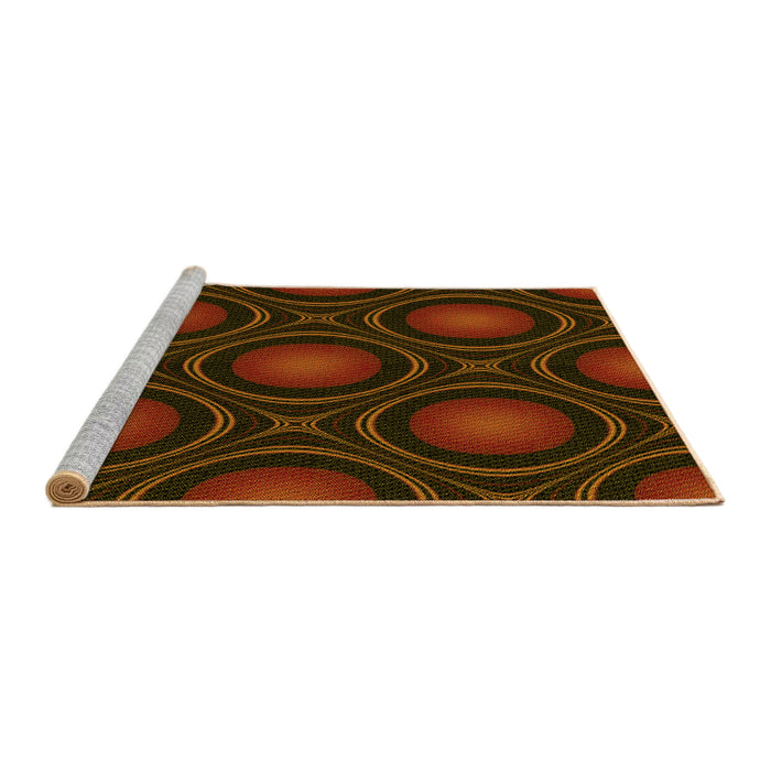 Sideview of Machine Washable Transitional Saddle Brown Rug, wshpat57yw