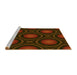 Sideview of Machine Washable Transitional Saddle Brown Rug, wshpat57yw