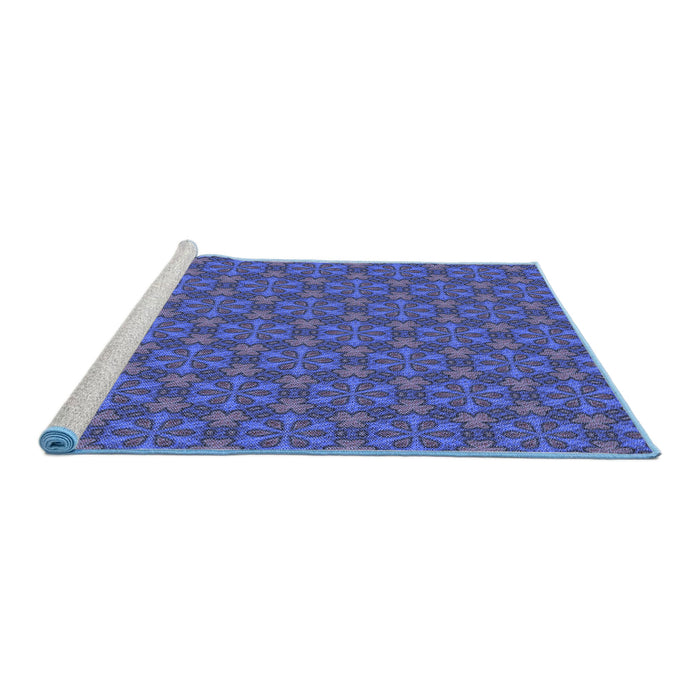 Sideview of Machine Washable Transitional Sapphire Blue Rug, wshpat574blu