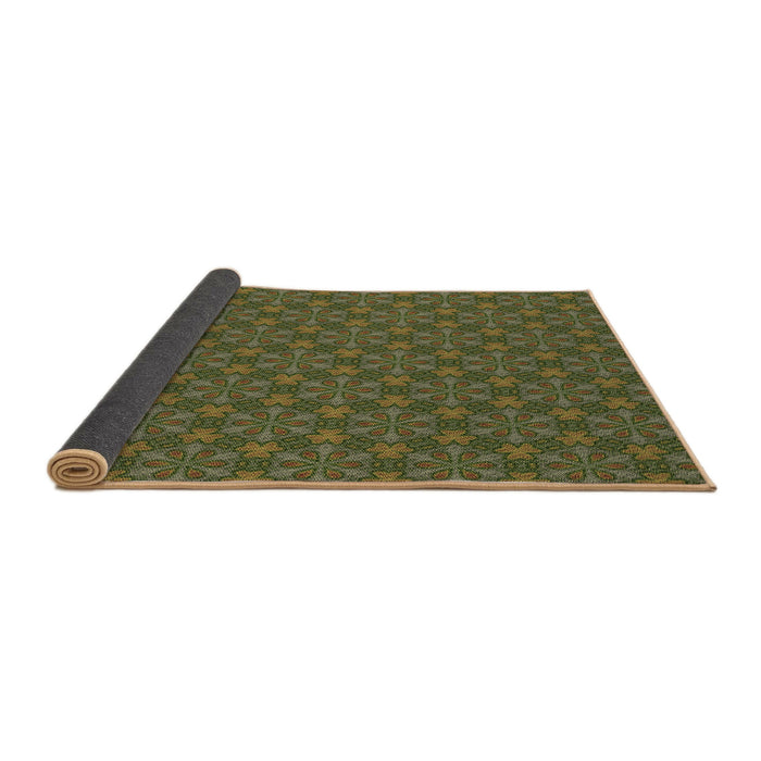 Thickness of Patterned Army Green Rug, pat574brn