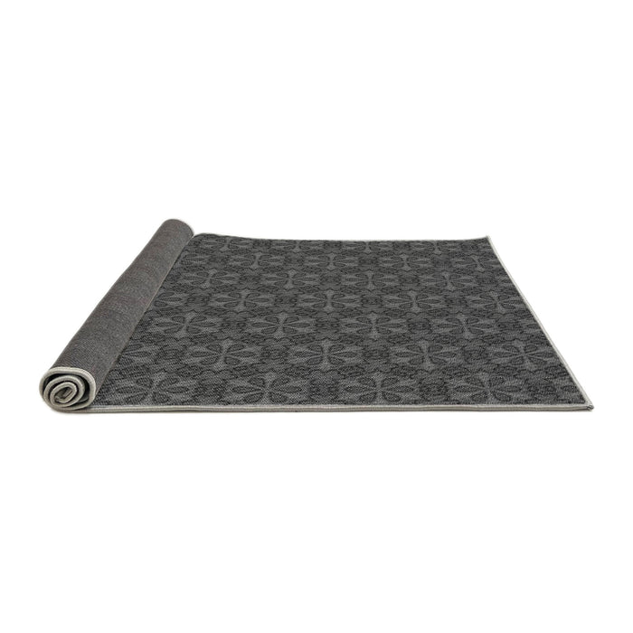 Thickness of Patterned Dark Gray Black Rug, pat574gry