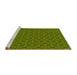 Sideview of Machine Washable Transitional Seaweed Green Rug, wshpat574yw