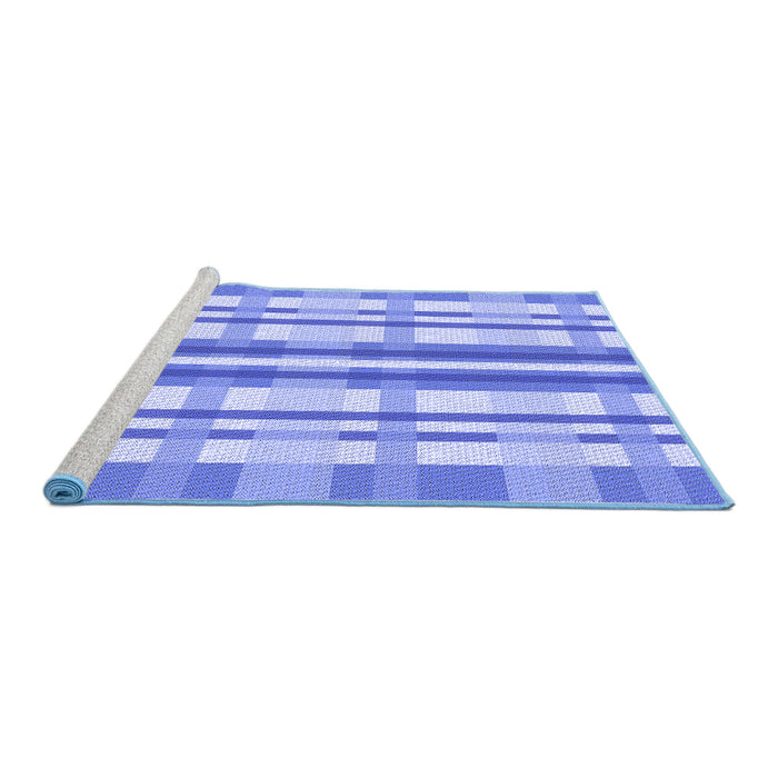 Sideview of Machine Washable Transitional Blue Rug, wshpat576blu