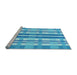 Sideview of Machine Washable Transitional Deep Sky Blue Rug, wshpat576lblu