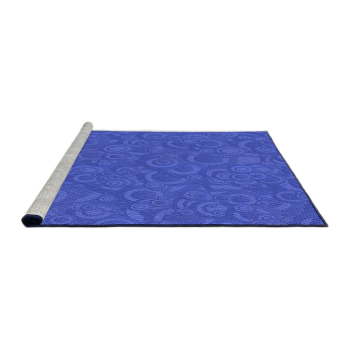 Sideview of Machine Washable Transitional Blue Rug, wshpat577pur