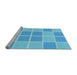 Sideview of Machine Washable Transitional Deep Sky Blue Rug, wshpat578lblu