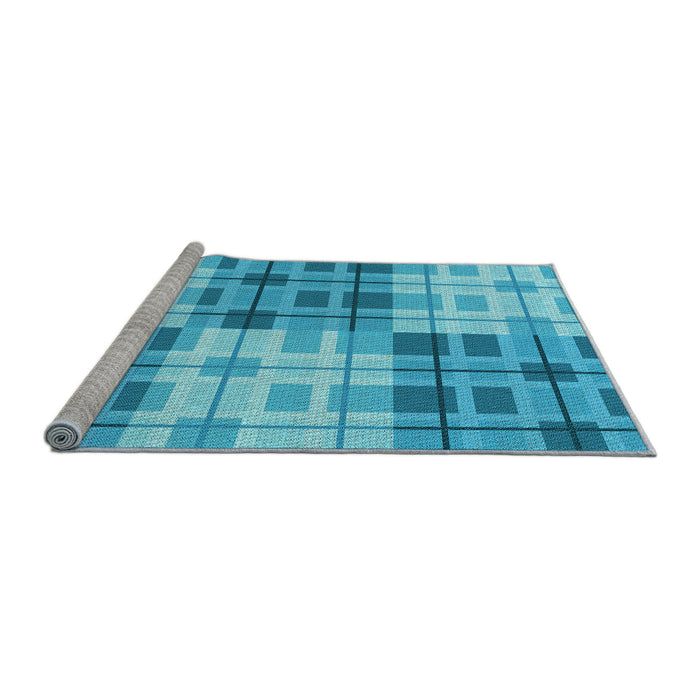 Sideview of Machine Washable Transitional Bright Turquoise Blue Rug, wshpat579lblu