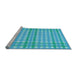 Sideview of Machine Washable Transitional Bright Turquoise Blue Rug, wshpat580lblu