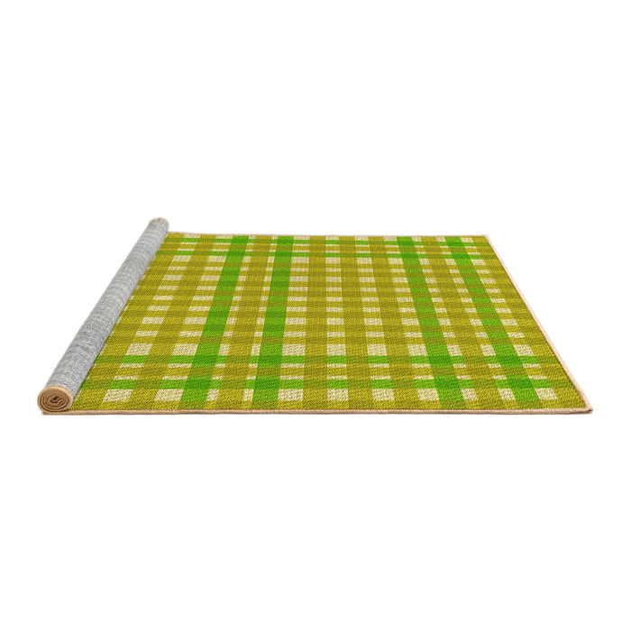 Sideview of Machine Washable Transitional Green Rug, wshpat580yw