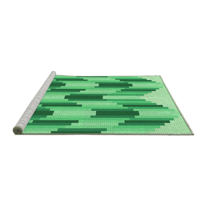 Sideview of Machine Washable Transitional Jade Green Rug, wshpat581grn