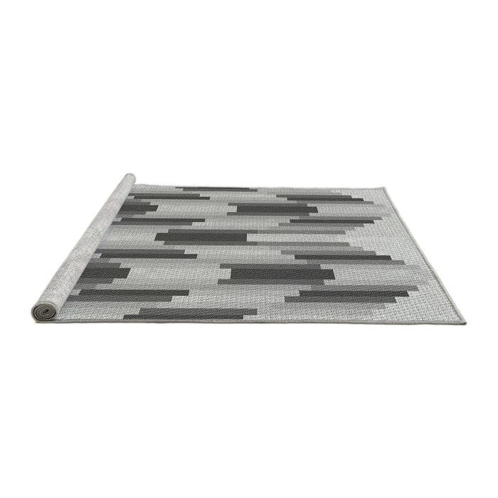 Sideview of Machine Washable Transitional Smokey Gray Rug, wshpat581gry