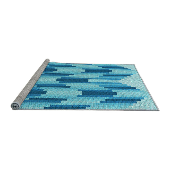 Sideview of Machine Washable Transitional Neon Blue Rug, wshpat581lblu