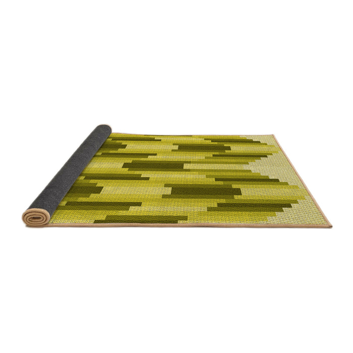 Thickness of Patterned Dark Yellow Green Rug, pat581yw