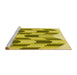 Sideview of Machine Washable Transitional Dark Yellow Green Rug, wshpat581yw