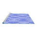 Sideview of Machine Washable Transitional Light Slate Blue Rug, wshpat583blu