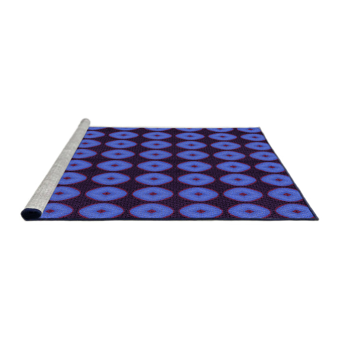 Sideview of Machine Washable Transitional Blue Rug, wshpat584pur