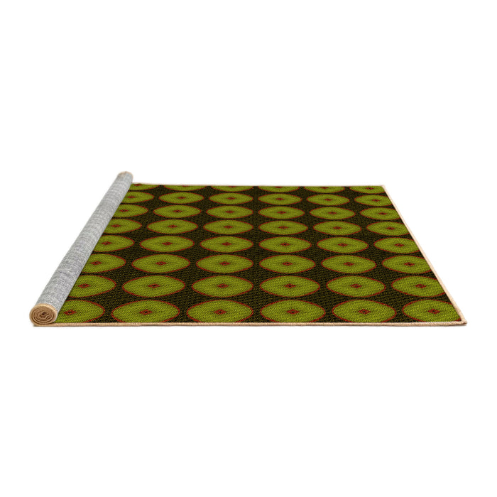 Sideview of Machine Washable Transitional Dark Yellow Green Rug, wshpat584yw
