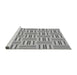 Sideview of Machine Washable Transitional Platinum Silver Gray Rug, wshpat585gry
