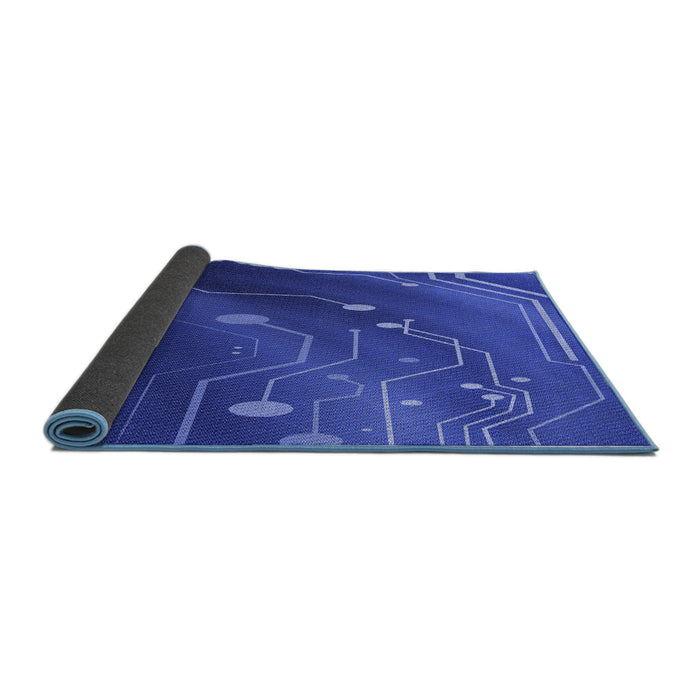 Thickness of Patterned Blue Rug, pat587blu
