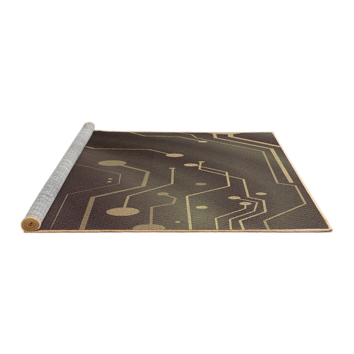 Sideview of Machine Washable Transitional Burgundy Brown Rug, wshpat587brn