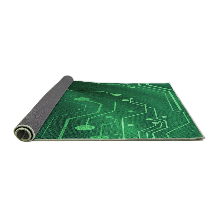 Thickness of Patterned Deep Emerald Green Rug, pat587grn
