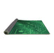 Thickness of Patterned Deep Emerald Green Rug, pat587grn