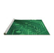 Sideview of Machine Washable Transitional Deep Emerald Green Rug, wshpat587grn