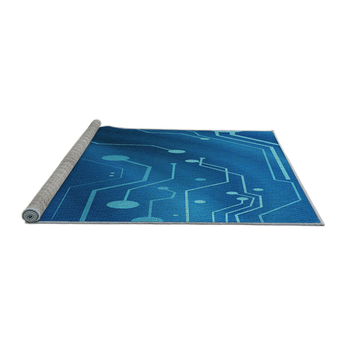 Sideview of Machine Washable Transitional Blueberry Blue Rug, wshpat587lblu