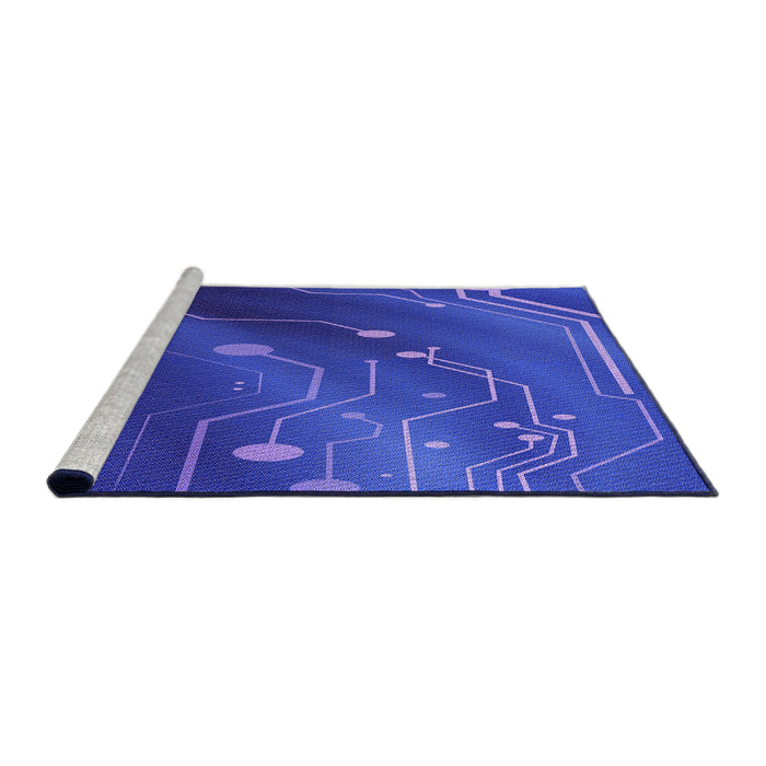 Sideview of Machine Washable Transitional Blue Rug, wshpat587pur