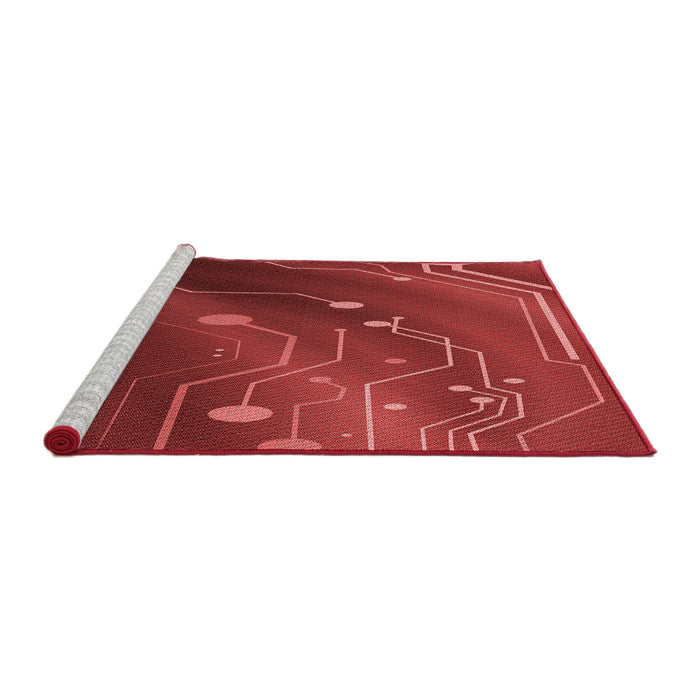 Sideview of Machine Washable Transitional Red Rug, wshpat587rd