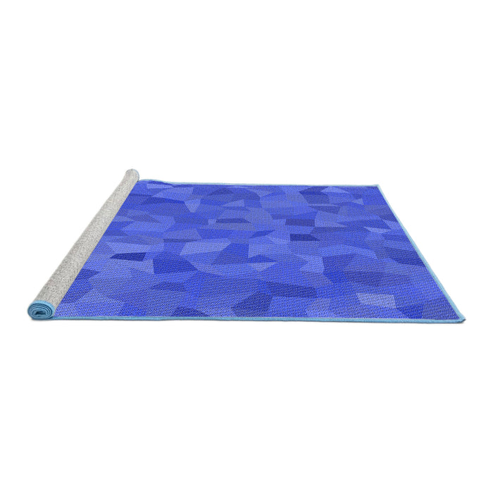 Sideview of Machine Washable Transitional Blue Rug, wshpat588blu