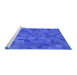 Sideview of Machine Washable Transitional Blue Rug, wshpat588blu