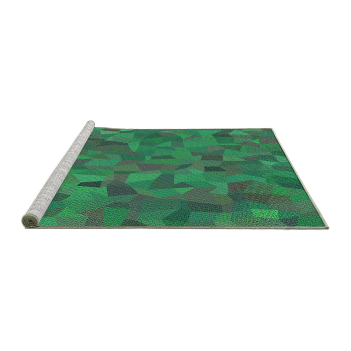 Sideview of Machine Washable Transitional Deep-Sea Green Rug, wshpat588grn
