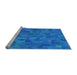 Sideview of Machine Washable Transitional Blue Rug, wshpat588lblu