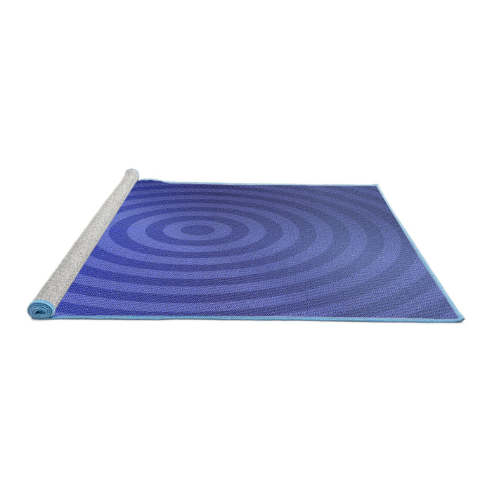 Sideview of Machine Washable Transitional Sapphire Blue Rug, wshpat589blu