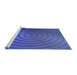 Sideview of Machine Washable Transitional Sapphire Blue Rug, wshpat589blu