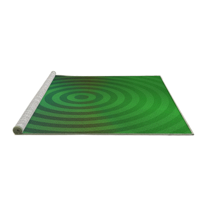Sideview of Machine Washable Transitional Deep Emerald Green Rug, wshpat589grn