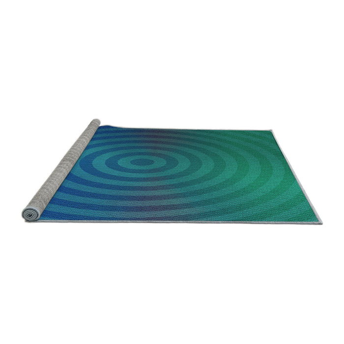 Sideview of Machine Washable Transitional Dark Turquoise Green Rug, wshpat589lblu