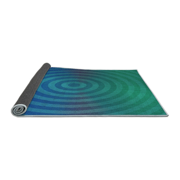 Thickness of Patterned Dark Turquoise Green Rug, pat589lblu