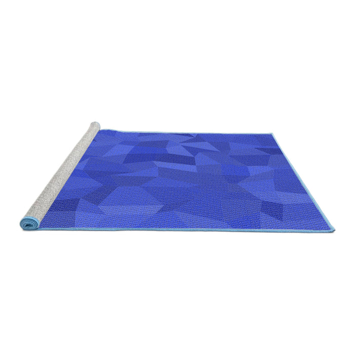 Sideview of Machine Washable Transitional Blue Rug, wshpat590blu