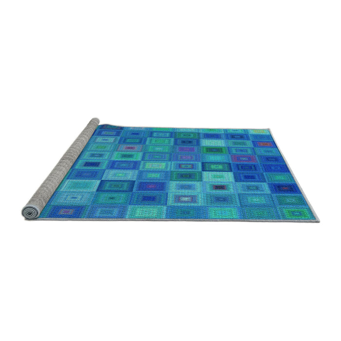 Sideview of Machine Washable Transitional Blue Rug, wshpat592lblu