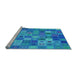 Sideview of Machine Washable Transitional Blue Rug, wshpat592lblu