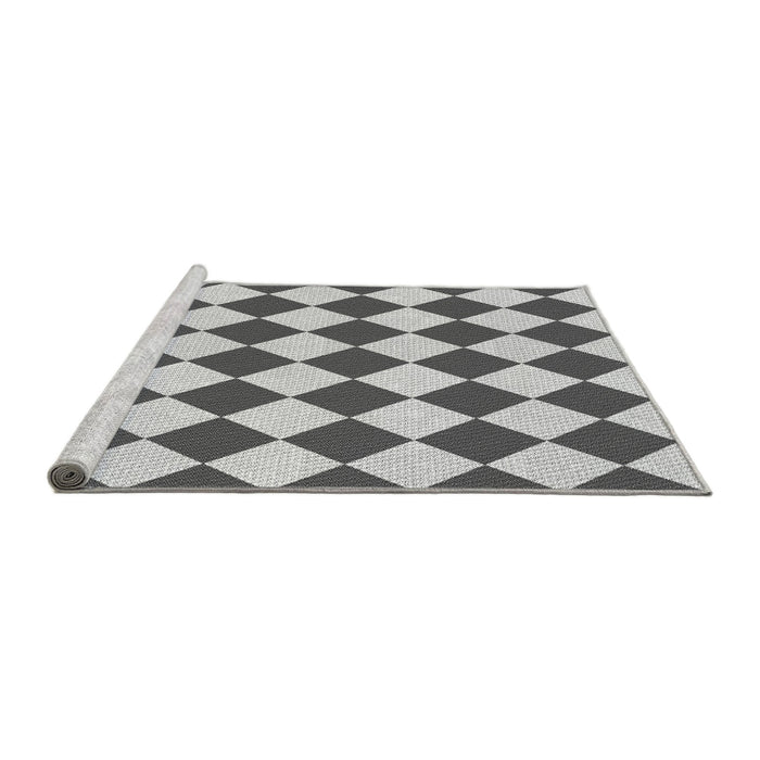 Sideview of Machine Washable Transitional Grey Gray Rug, wshpat593gry