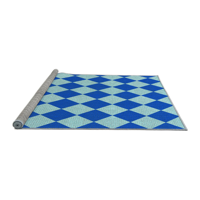 Sideview of Machine Washable Transitional Blue Rug, wshpat593lblu