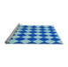 Sideview of Machine Washable Transitional Blue Rug, wshpat593lblu
