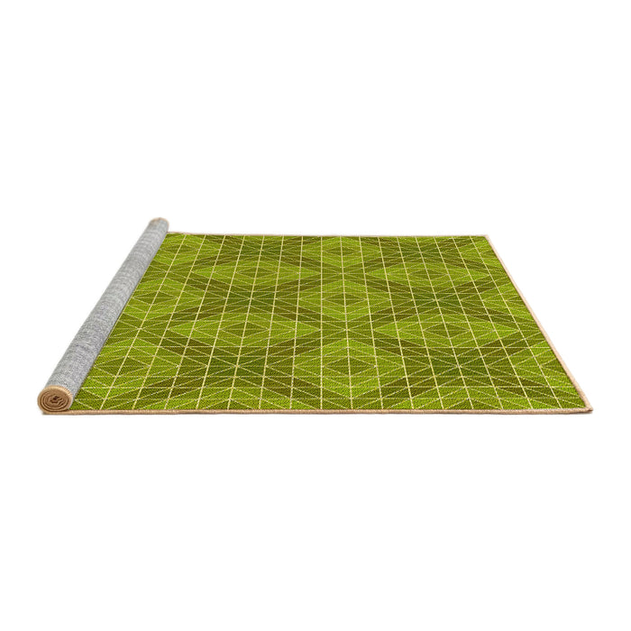 Sideview of Machine Washable Transitional Green Rug, wshpat594yw