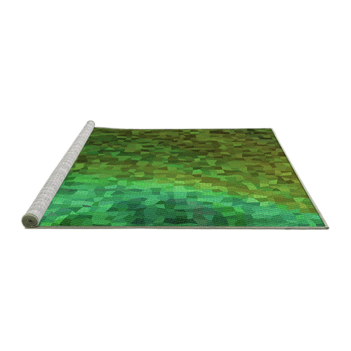 Sideview of Machine Washable Transitional Lime Green Rug, wshpat595grn
