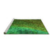 Sideview of Machine Washable Transitional Lime Green Rug, wshpat595grn