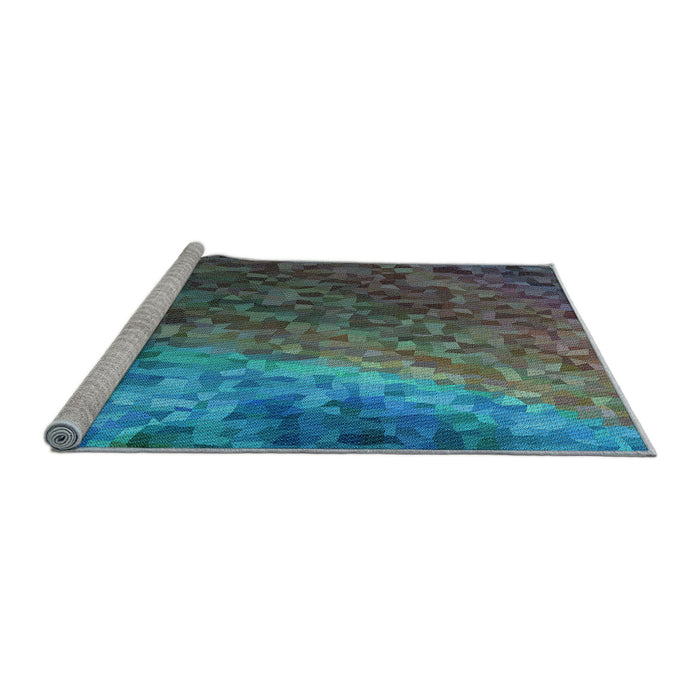 Sideview of Machine Washable Transitional Light Sea Green Rug, wshpat595lblu